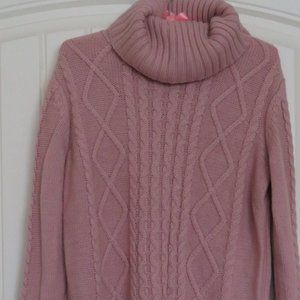 Tradition DUSTY ROSE Turtleneck Sweater Small (K161)